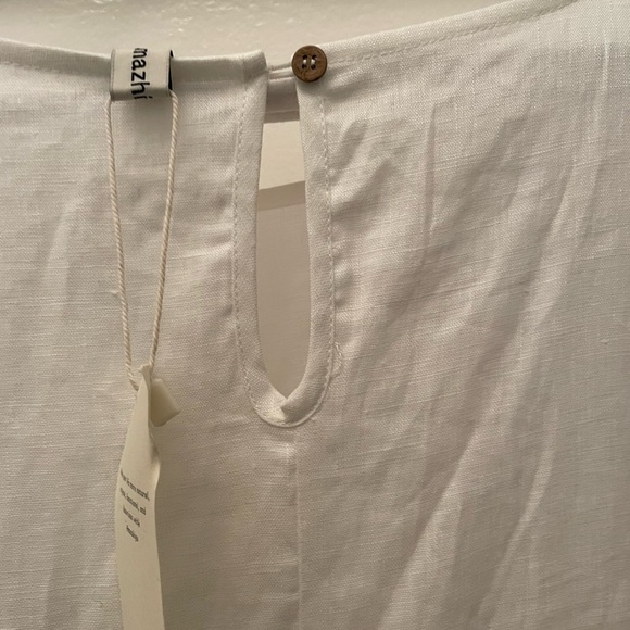 White Asymmetrical Linen Dress - Picture 5 of 6